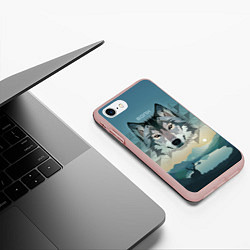 Чехол iPhone 7/8 матовый Серый волк - голова, цвет: 3D-светло-розовый — фото 2