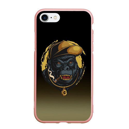Чехол iPhone 7/8 матовый Hip-hop Gorilla / 3D-Светло-розовый – фото 1
