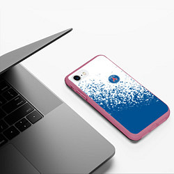 Чехол iPhone 7/8 матовый Psg синие брызги, цвет: 3D-малиновый — фото 2