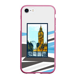 Чехол iPhone 7/8 матовый London Лондон, цвет: 3D-малиновый
