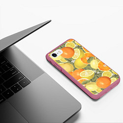 Чехол iPhone 7/8 матовый Апельсины и Лимоны, цвет: 3D-малиновый — фото 2