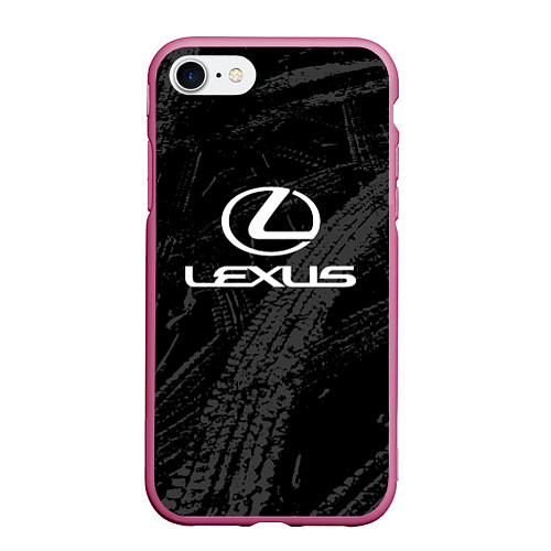 Чехол iPhone 7/8 матовый Lexus - следы шин / 3D-Малиновый – фото 1