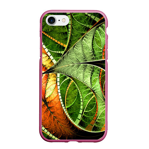 Чехол iPhone 7/8 матовый Растительный абстрактный фрактальный паттерн Veget / 3D-Малиновый – фото 1