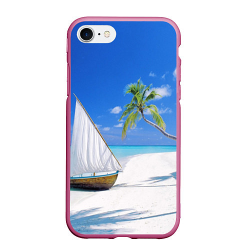 Чехол iPhone 7/8 матовый Island of hawaii / 3D-Малиновый – фото 1