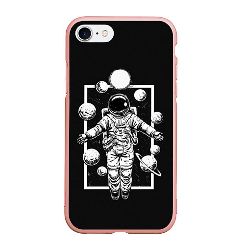 Чехол iPhone 7/8 матовый Свобода Космоса / 3D-Светло-розовый – фото 1