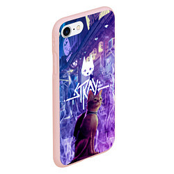 Чехол iPhone 7/8 матовый Stray - огонек - неон, цвет: 3D-светло-розовый — фото 2