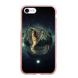Чехол iPhone 7/8 матовый Большая ядовитая змея, цвет: 3D-светло-розовый