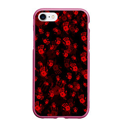 Чехол iPhone 7/8 матовый Кровавые отпечатки DEATH STRANDING, цвет: 3D-малиновый