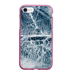 Чехол iPhone 7/8 матовый Потрескавшийся лед, цвет: 3D-малиновый