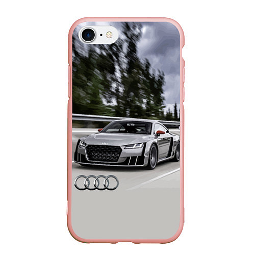 Чехол iPhone 7/8 матовый Ауди на скоростном шоссе Audi on the expressway / 3D-Светло-розовый – фото 1