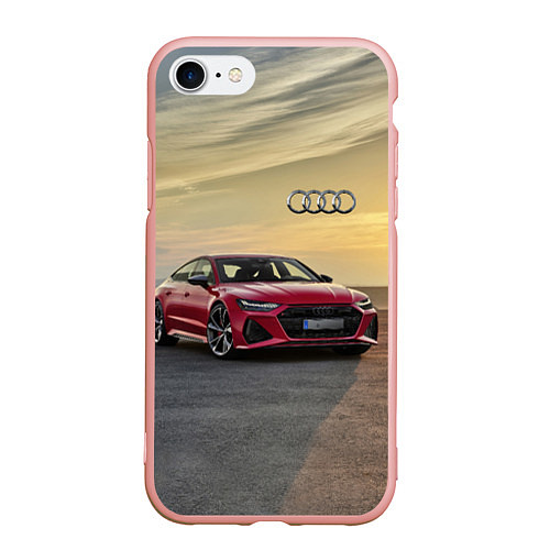 Чехол iPhone 7/8 матовый Audi RS 7 на закате солнца Audi RS 7 at sunset / 3D-Светло-розовый – фото 1