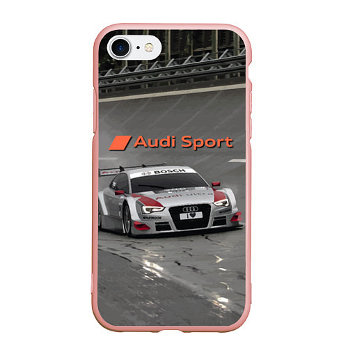 Чехол iPhone 7/8 матовый Audi Sport Racing Team Short Track Car Racing Авто / 3D-Светло-розовый – фото 1