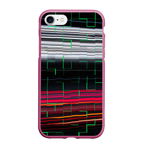 Чехол iPhone 7/8 матовый Цветная мозаика colored mosaic lines / 3D-Малиновый – фото 1