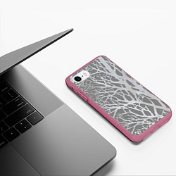 Чехол iPhone 7/8 матовый Сomposition of branches Композиция из веток, цвет: 3D-малиновый — фото 2