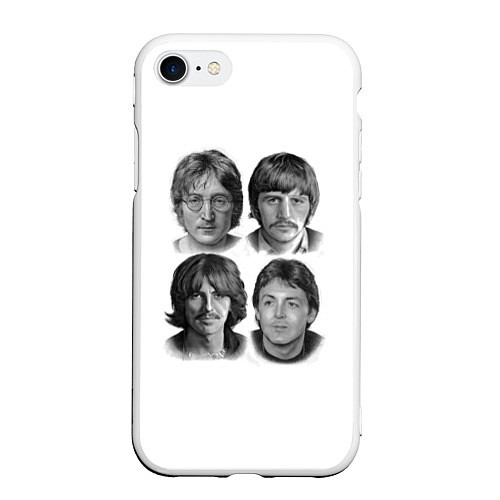 Чехол iPhone 7/8 матовый LEGENDS JOHN LENNON PAUL MCCARTNEY RINGO STARR GEO / 3D-Белый – фото 1