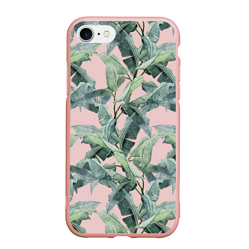 Чехол iPhone 7/8 матовый Листья Пальм Нарисованные Карандашом / 3D-Светло-розовый – фото 1