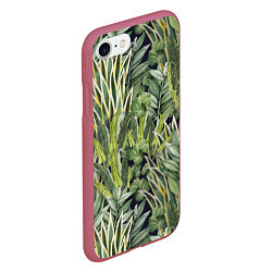 Чехол iPhone 7/8 матовый Экзотические Летние Цветы и Листва, цвет: 3D-малиновый — фото 2