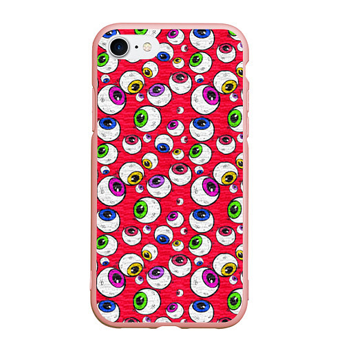 Чехол iPhone 7/8 матовый Psy eyes / 3D-Светло-розовый – фото 1