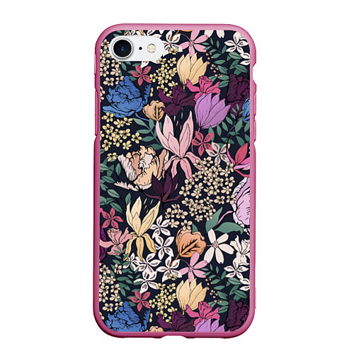 Чехол iPhone 7/8 матовый Цветы Летние В Цветущем Саду / 3D-Малиновый – фото 1