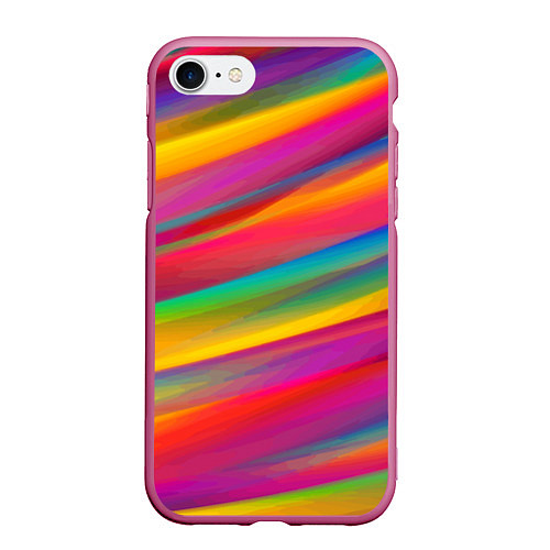 Чехол iPhone 7/8 матовый Красочный летний паттерн Цветные полосы / 3D-Малиновый – фото 1
