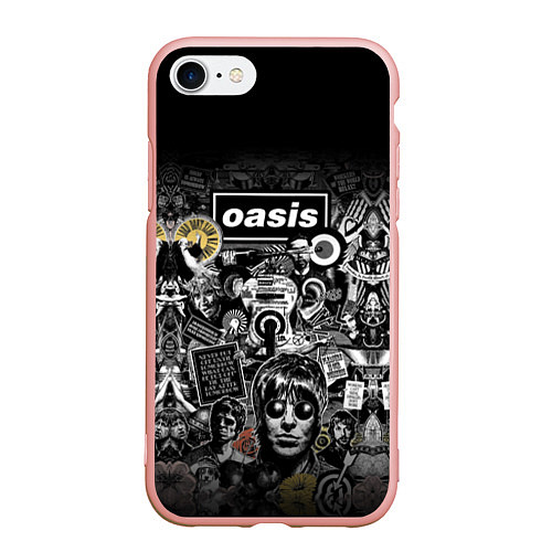 Чехол iPhone 7/8 матовый Большой принт группы OASIS / 3D-Светло-розовый – фото 1