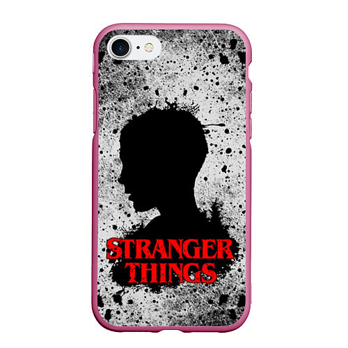 Чехол iPhone 7/8 матовый Очень странные дела Stranger things / 3D-Малиновый – фото 1