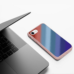 Чехол iPhone 7/8 матовый Полосатый коричнево-голубой паттерн, цвет: 3D-светло-розовый — фото 2