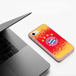 Чехол iPhone 7/8 матовый Bayern munchen красно желтый фон, цвет: 3D-светло-розовый — фото 2