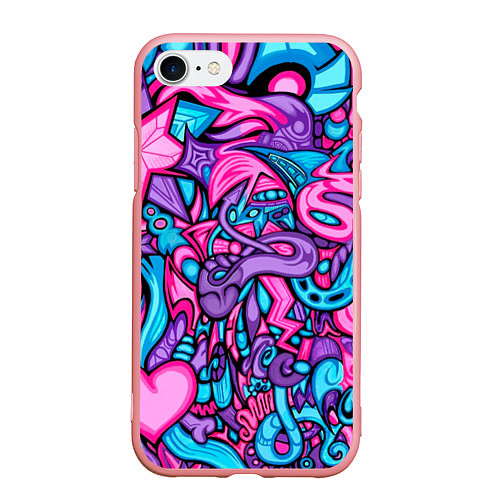 Чехол iPhone 7/8 матовый Яркая абстракция голубой и розовый фон / 3D-Баблгам – фото 1