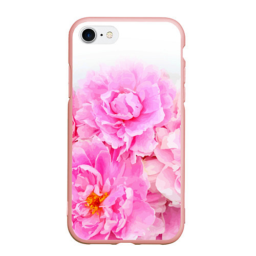 Чехол iPhone 7/8 матовый Прекрасные пионы Лето / 3D-Светло-розовый – фото 1