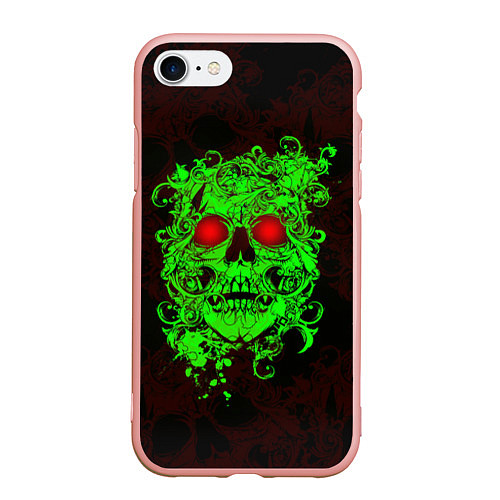 Чехол iPhone 7/8 матовый Ужасный череп / 3D-Светло-розовый – фото 1