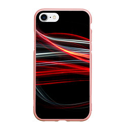 Чехол iPhone 7/8 матовый Волнообразные линии неона - Красный