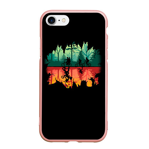 Чехол iPhone 7/8 матовый Stranger Things Wrong Side / 3D-Светло-розовый – фото 1