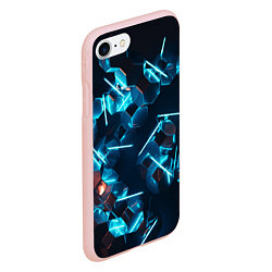 Чехол iPhone 7/8 матовый Неоновые фигуры с лазерами - Голубой, цвет: 3D-светло-розовый — фото 2