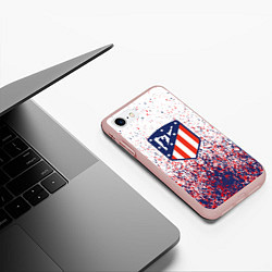 Чехол iPhone 7/8 матовый Atletico madrid logo брызги красок, цвет: 3D-светло-розовый — фото 2