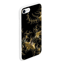 Чехол iPhone 7/8 матовый Черный с золотым фрактал мини Абстракция, цвет: 3D-белый — фото 2
