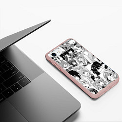 Чехол iPhone 7/8 матовый Log Horizon pattern, цвет: 3D-светло-розовый — фото 2