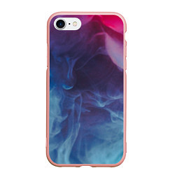 Чехол iPhone 7/8 матовый Неоновый дым - Голубой и розовый, цвет: 3D-светло-розовый
