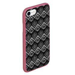 Чехол iPhone 7/8 матовый Черно-белый геометрический современный узор арт де, цвет: 3D-малиновый — фото 2