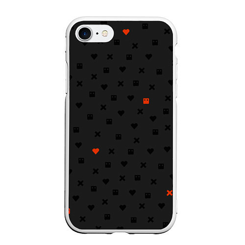 Чехол iPhone 7/8 матовый Love Death and Robots black pattern / 3D-Белый – фото 1
