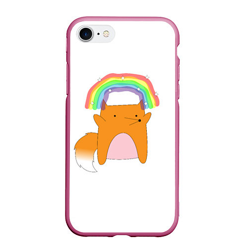 Чехол iPhone 7/8 матовый Rainbow Fox / 3D-Малиновый – фото 1