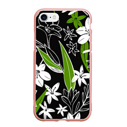 Чехол iPhone 7/8 матовый Белые цветы в летней ночи