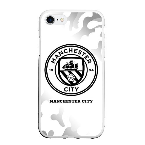 Чехол iPhone 7/8 матовый Manchester City Sport на светлом фоне / 3D-Белый – фото 1