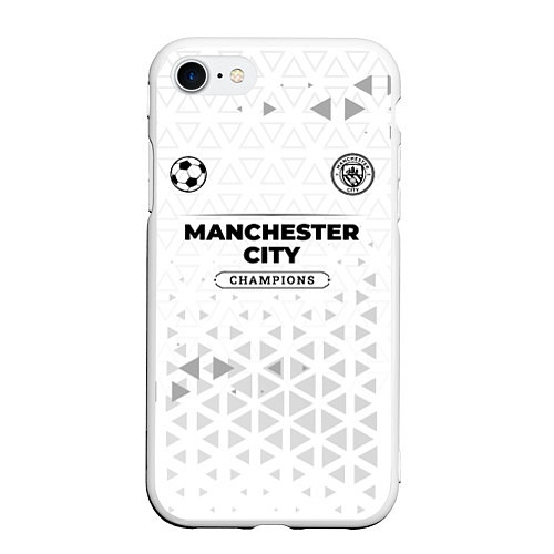 Чехол iPhone 7/8 матовый Manchester City Champions Униформа / 3D-Белый – фото 1