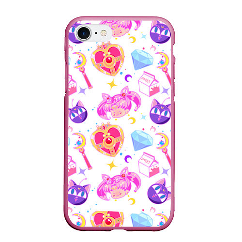 Чехол iPhone 7/8 матовый Сейлор Мун Sailor Moon / 3D-Малиновый – фото 1