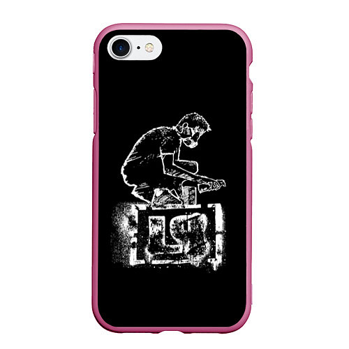 Чехол iPhone 7/8 матовый Linkin Park граффити / 3D-Малиновый – фото 1