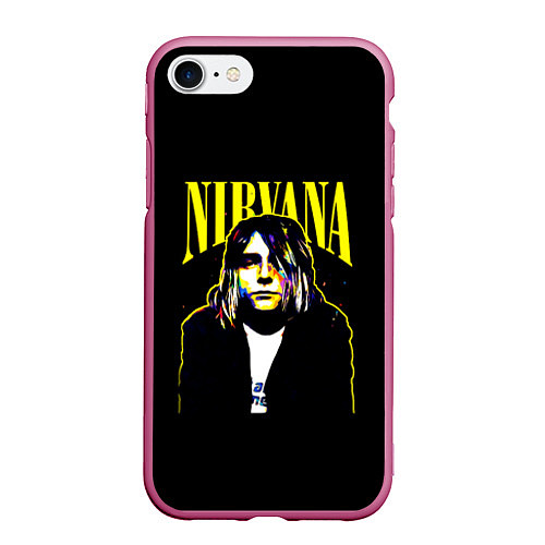 Чехол iPhone 7/8 матовый Рок - группа Nirvana / 3D-Малиновый – фото 1