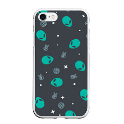 Чехол iPhone 7/8 матовый Aliens pattern, цвет: 3D-белый