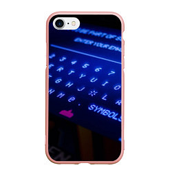 Чехол iPhone 7/8 матовый Неоновая клавиатура - Синий, цвет: 3D-светло-розовый
