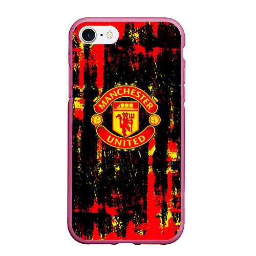 Чехол iPhone 7/8 матовый Manchester united краска / 3D-Малиновый – фото 1